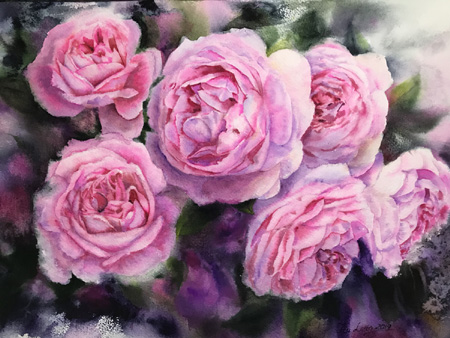 詹婕菱,水彩,粉色玫瑰,A12艺术空间,A12线上艺廊