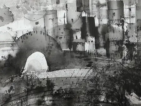 林金龙,彩墨,小桥幽居,A12艺术空间,A12线上艺廊