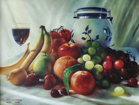 鍾文熙,油彩,水果靜物-國王的盛宴,A12藝術空間,A12線上藝廊