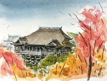 劉醉奇,水彩,日本 清水寺,A12藝術空間,A12線上藝廊