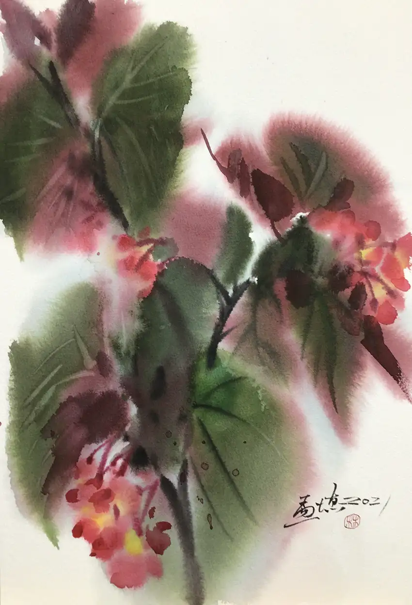 林孟德,水彩,海棠花,A12藝術空間,A12線上藝廊