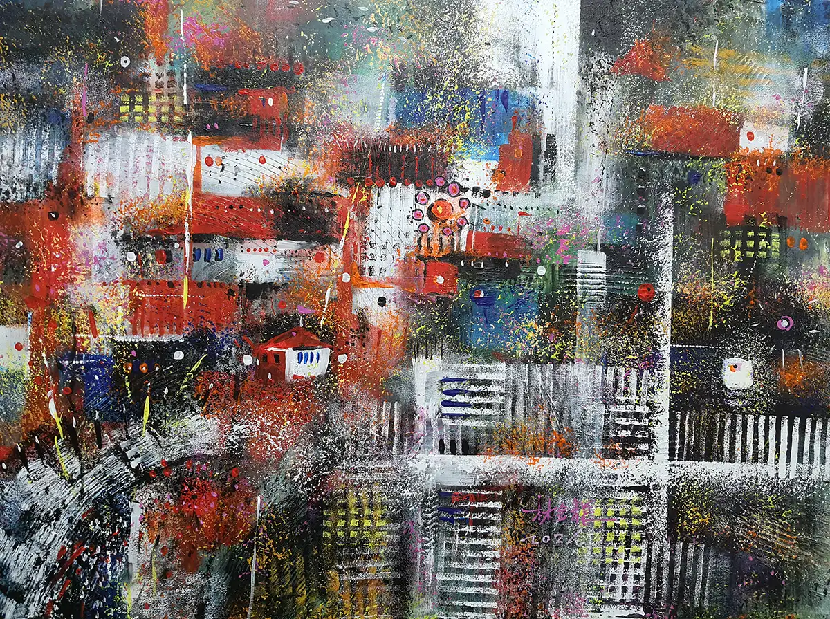 林金龍,壓克力顏料,紅城春醒,A12藝術空間,A12線上藝廊