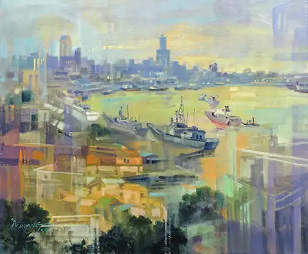 黄飞,油彩,港湾远映,A12艺术空间,A12线上艺廊