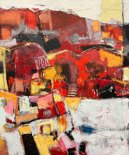 劉靜影,壓克力顏料,浮生千山路-秋紅,A12藝術空間,A12線上藝廊