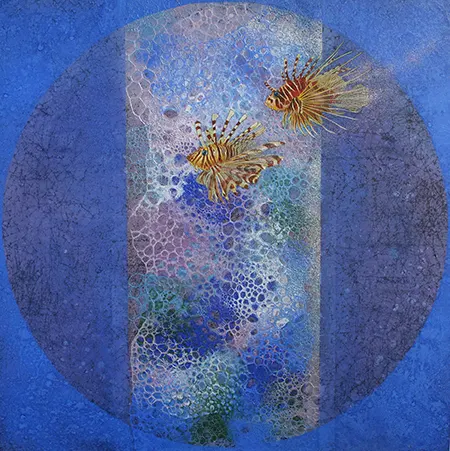 羅尊,膠彩,海洋系列-獅子魚(秘境),A12藝術空間,A12線上藝廊