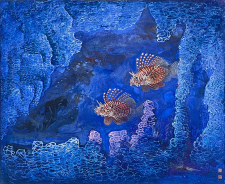 罗尊,胶彩,有鱼有余-神秘海洋(狮子鱼),A12艺术空间,A12线上艺廊