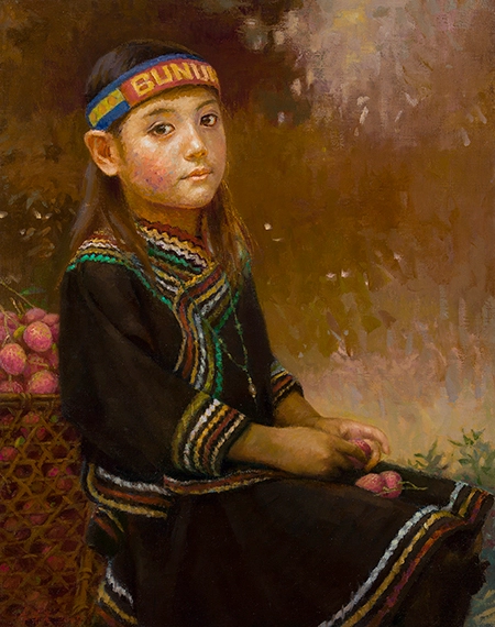 李榮光,油彩,布農族的小孩,A12藝術空間,A12線上藝廊